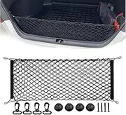 90CM X 40CM Premium Quality Elastic Cargo Net Universal Stretchable Truck Net with Hooks,Storage Bag for Car, SUV, Truck, Pickup Trucks Black