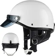 German Style Motorcycle Half Helmet,Retro Low Profile Open Face Moped ATV Helmet,Vintage Street Bike Beanie Scooters Helmets ECE Approved for Adult Men Women