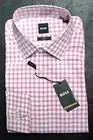 Hugo Boss Men's Hank Kent Slim Fit Med Pink Stretch Cotton Dress Shirt 41 16