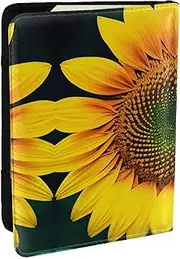 [GaxfjRu] Sunflower Pattern Print Leather Passport Holder Covers Case, Waterproof Travel Wallet Passport Holder for Women Men, Black, One Size