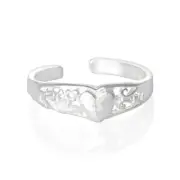 Heart Design Toe Ring Genuine Sterling Silver 925 Size Adjustable