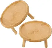 MERRYHAPY 2Pcs Indoor Stand Wood Riser for Flower Pots Elegant Display Pedestal for Spaces Versatile Planter Tray for Home Decor and Garden Use