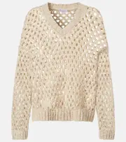 [Brunello Cucinelli] Brunello Cucinelli Sequined silk and linen-blend sweater AU 6 beige