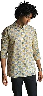 [SHASAK] Off-White Short Kurta With Elephant Print