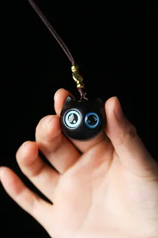 紫光檀木包掛件卡姿蘭大眼睛貓咪汽車鑰匙扣可愛小貓手機鏈工藝品