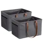 Navaris Collapsible Laundry Baskets - Set of 2 - Foldable Washing Hampers - C...