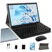 Android 13 Tablet 10 Inch 2024 Latest with Grayish Blue with Keyboard & Mouse
