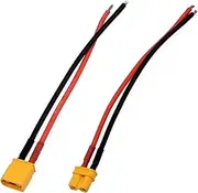 tunghey 2Pack 20AWG XT30 Pigtails XT30 Connector with Wire 150mm Silicon Wire XT 30 Plug Male and Female Connector for RC Lipo Battery FPV Racing Drone