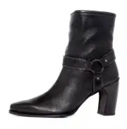 Stuart Weitzman Women's Black Leather Whyzip Boot N4480 Size 10 M