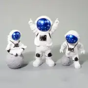 3Pcs Astronaut Figurines Cake Topper Outer Space Cake Decoration Spaceman Model