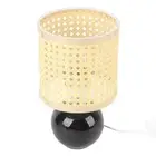 HG Ceramic Table Light E27 Bulb Imitation Rattan Woven Shade Bedside Lamp For