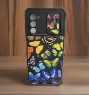 Nwot Samsung Galaxy S22 Case W/ Slide Camera Cover Butterflies On Black 2pc