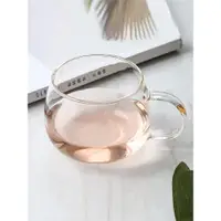 在飛比找ETMall東森購物網優惠-加厚花茶杯玻璃小茶杯品茗杯功夫茶具耐熱帶把透明玻璃杯泡茶杯子