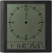 Grcfumo LCD Digital Clock, 8.6 in Wall Mounted Digital Display Clock, Multifunction Electronic Alarm Clocks with Thermometer Hygrometer for Bedroom