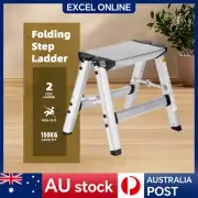 Folding Ladder Stool 2 Step aluminium frame portable anti slip 34 cm High