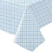 Pastel Blue Gingham Paper Tablecloth