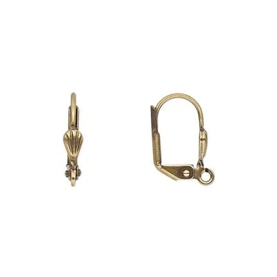 Antiqued Brass Steampunk Leverback Shell Ear Hooks Earring Findings 10 pcs