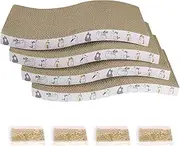 PatiencET Cat Scratcher Cardboard 4 Pack Cat Scratch Pad Reversible Scratcher Texture Curve Design Durable Cat Scratchers for Indoor Cats Lounger Sofa
