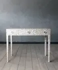 White Mother of Pearl Console Table | Handmade Mango Wood | Elegant Inlay