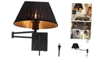 Plug in Wall Sconce 17"Swing Arm Wall Lamp with Plug in Cord and Dimmable