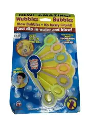 NOS WUBBLES BUBBLES Wand Just Dip In Water & Blow Set Of 7 Wands Vintage No Mess