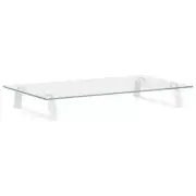 Glass Monitor Stand Computer Laptop TV Desktop Riser Table Display Shelf White