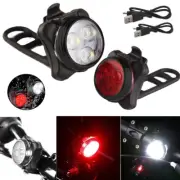 3 LED Bicycle Front Rear Light Kit MTB Mountain Road Bike Torch USB Rechargeable