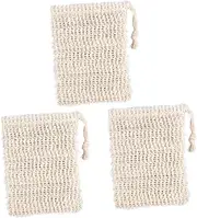 VICASKY 3pcs Exfoliating Pouch Bathing Supply for Handmade Soap Foaming Drawstring Bag for Shower Use Light Yellow Mesh Storage