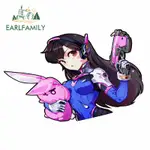 EARLFAMILY 13 厘米 X 8.7 厘米守望先鋒 D.VA 汽車貼花防水時尚遮擋划痕三維防水乙烯基汽車包裝貼紙