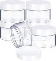 MKUCCD 4 Pack 120ml Plastic Pot Jars Round Clear Leak Proof Plastic Cosmetic Container Jars with White Lids for Travel Storage Make Up, Eye Shadow, Nails, Powder, Paint, Jewelry