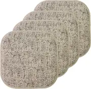 Sweet Home Collection Chair Cushion Memory Foam Pads Honeycomb Pattern Slip Non Skid Rubber Back Rounded Square 16" x 16" Seat Cover, 4 Pack, Broadway Chocolate/Cream