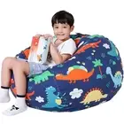 Lukeight Stuffed Animal Storage Bean Bag Chair Cover for Kids, Dinosaur Zippe...