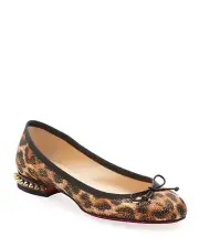 Christian Louboutin La Massine Studded Lurex Leopard Flats Sz38 $695
