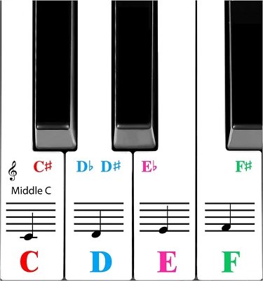 Piano Stickers for 61-Key Keyboard, Bright Colorful Stickers, Perfect Visual Too
