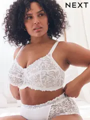 White Total Support Non Pad Non Wire Full Cup Lace Ultimate Comfort Bra B-H (757421) | $45