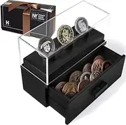 Challenge Coin Display Case – Wooden Challenge Coin Holder and Military Coin Display Case – Coin Display Rack and Military Coin Holder – Gift for Men Boyfriend Husband Father Son – The Podium – Black