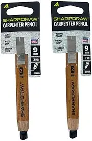 Sharpdraw Mechanical Carpenter Pencil - Carbon Fiber Lead for Razor Sharp Lines - 2 Pack