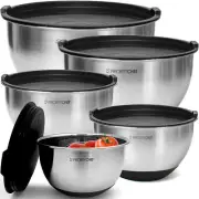 Premium Stainless Steel Mixing Bowls With Airtight Lids - Thick Metal Nesting...