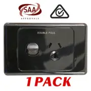 1 x Single 10AMP Power Point GPO - DOUBLE POLE - BLACK Electrical - SAA