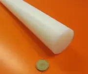 UHMW White Round Rod 2.25" (2 1/4") Diameter x 48" Long, 1 Unit, Extruded