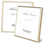 Picture Frame Set of 2 Modern Thin Aluminum Metal Square Photo Frame 6x6 Brass