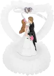Healifty Romantic Resin Couple Sculpture Cake Topper Elegant Wedding Decoration for Home Desktop Decor Charming Bride Groom Figurine for Cake and Event Styling