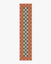 75' x 365' | Machine Washable Runner Rug | Kid & Pet Friendly | Indoor Rug | Checker Border Pink & Orange Rug by Jonathan Adler | Ruggable