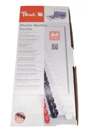 PEACH Plastic Binding Combs 14mm A4 21 Ring 125 Sheets Pack of 100 White