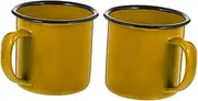 VICASKY 2Pcs Camping Enamel Mugs Vintage Drinking Cups for Coffee Tea Easy to Clean for Office Travel Restaurant Use