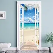 URCOLOR Door Sticker Wallpaper Murals Peel and Stick Removable Vinyl Decals for Home Decor, 30.3" x 78.7" Seascape