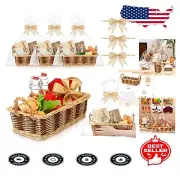 Natural Wicker Basket Set with Gift Bags and Bows - Perfect for Any Occasion