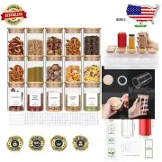15-Piece 8 oz Glass Spice Jars Set with Bamboo Lids & Labels for Kitchen Storage