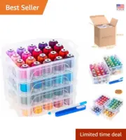 Ultimate 80 Spools of 500m Polyester Thread with Transport-Friendly Storage Box
