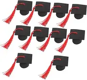 ULTECHNOVO 10Pcs Mini Graduation Cap Cake Toppers with Tassels Desktop Adornment for Graduation Parties for Cupcake and Cake Decorations Celebrate Class